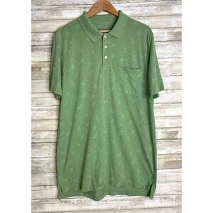 The Foundry Men's Green Cactus Print‎ Polo Shirt LT Cotton/Polyester